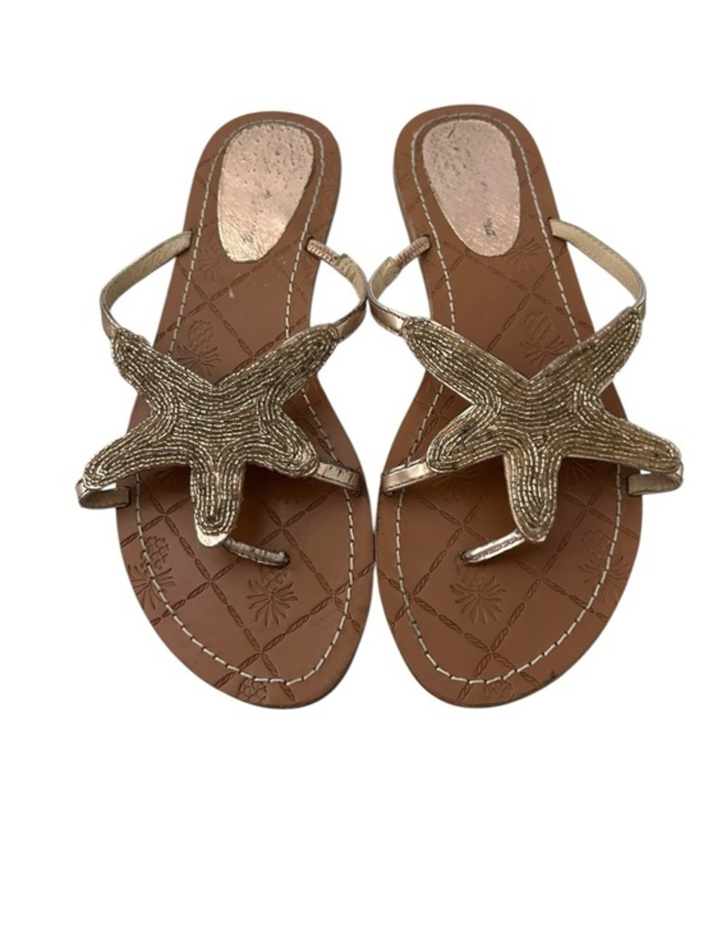 Tommy Bahama Bronze Starfish Beaded Thong Sandals